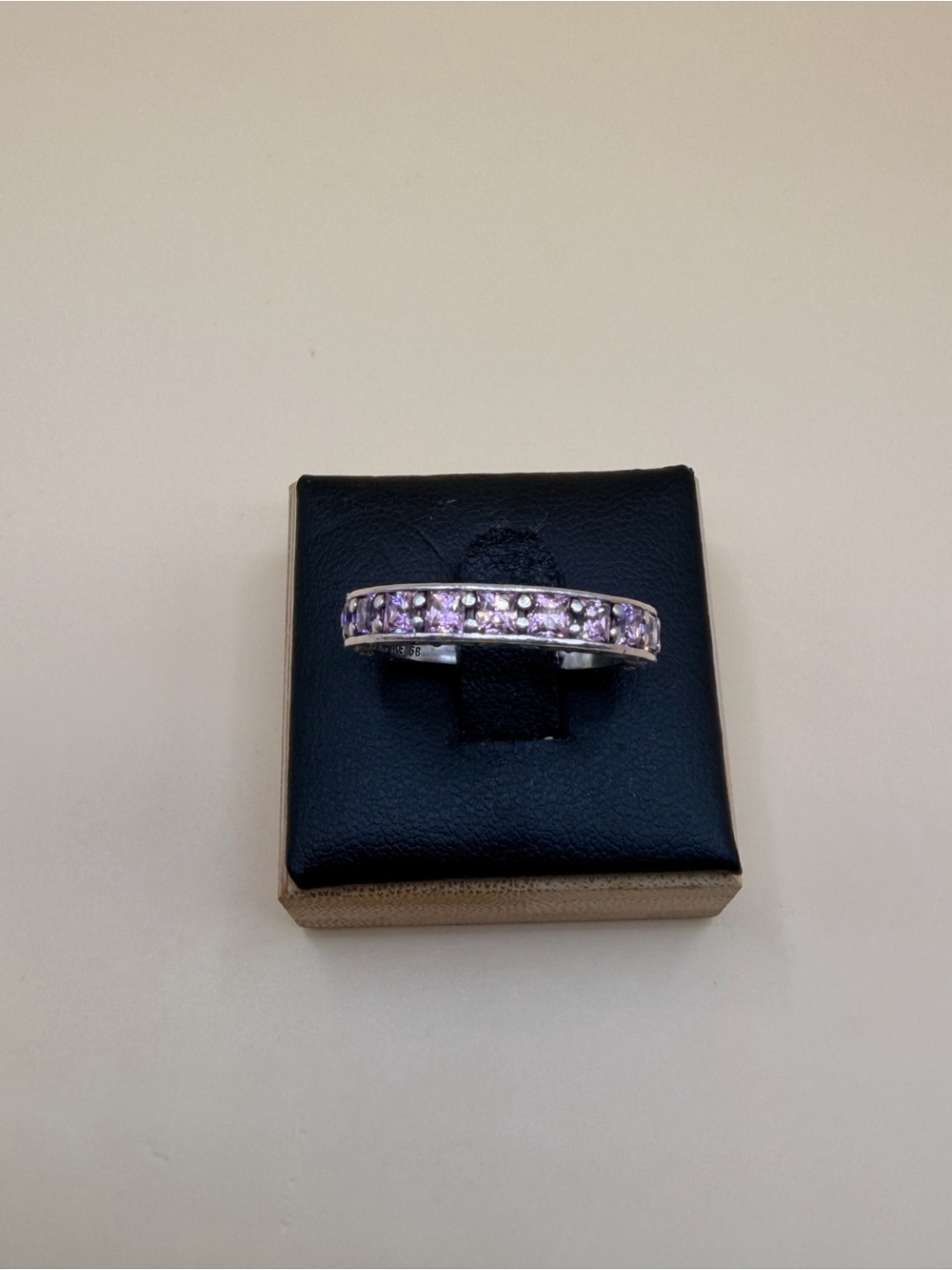 925 Sterling Silver Pink Cz Pandora Eternity Band Size 8.25.